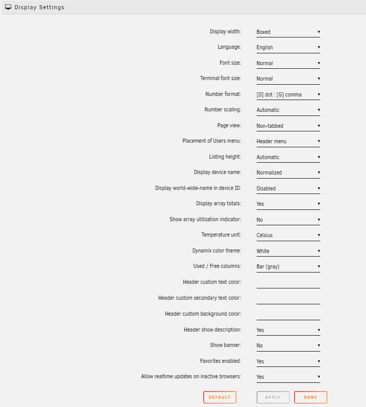 Paramètres d'affichage